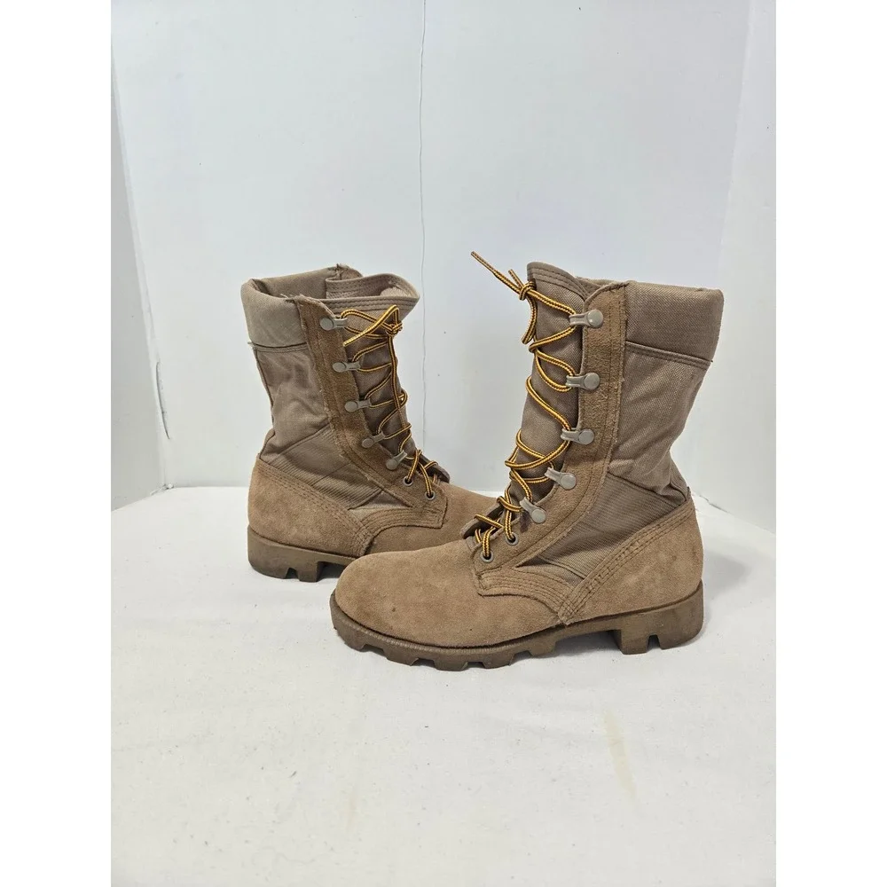 Ro-Search Tan Suede Canvas Military Combat Tactical Boots 5.5 W Mens 7.5 Womens